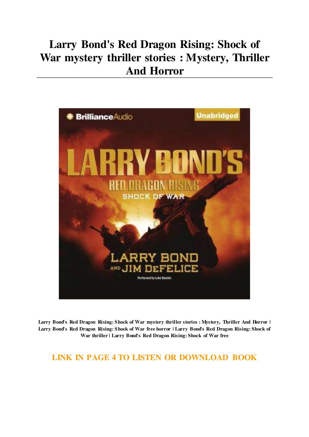 Larry Bond's Red Dragon Rising: Shock of War mystery thriller stories…