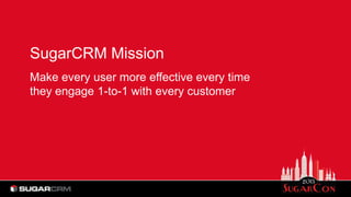 SugarCRM Mission
Make every user more effective every time
they engage 1-to-1 with every customer
 