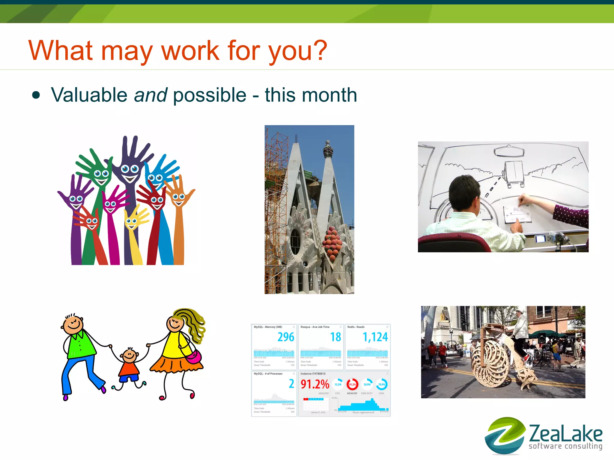 What may work for you?
● Valuable and possible - this month
 