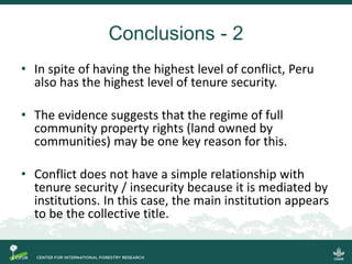 Conflict in collective land and forest formalization: a preliminary analysis