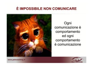 È IMPOSSIBILE NON COMUNICARE
Ogni
comunicazione è
comportamentop
ed ogni
comportamentocomportamento
è comunicazione
 