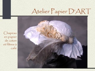 Atelier Papier D’ART


Chapeau
en papier
 de coton
et filtres à
        café
 