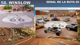 Señal histórica de la ruta 66 en la calle, Winslow Arizona, EE. UU
 