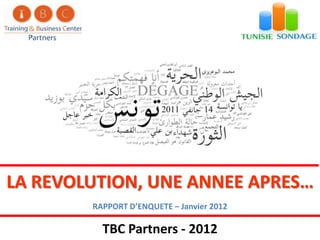 LA REVOLUTION, UNE ANNEE APRES…
        RAPPORT D’ENQUETE – Janvier 2012

          TBC Partners - 2012
 