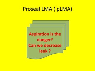 Proseal LMA ( pLMA)
Aspiration is the
danger?
Can we decrease
leak ?
 