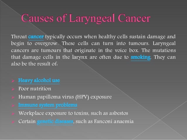 Laryngeal Cancer: Symptoms, causes, diagnosis and treatment.