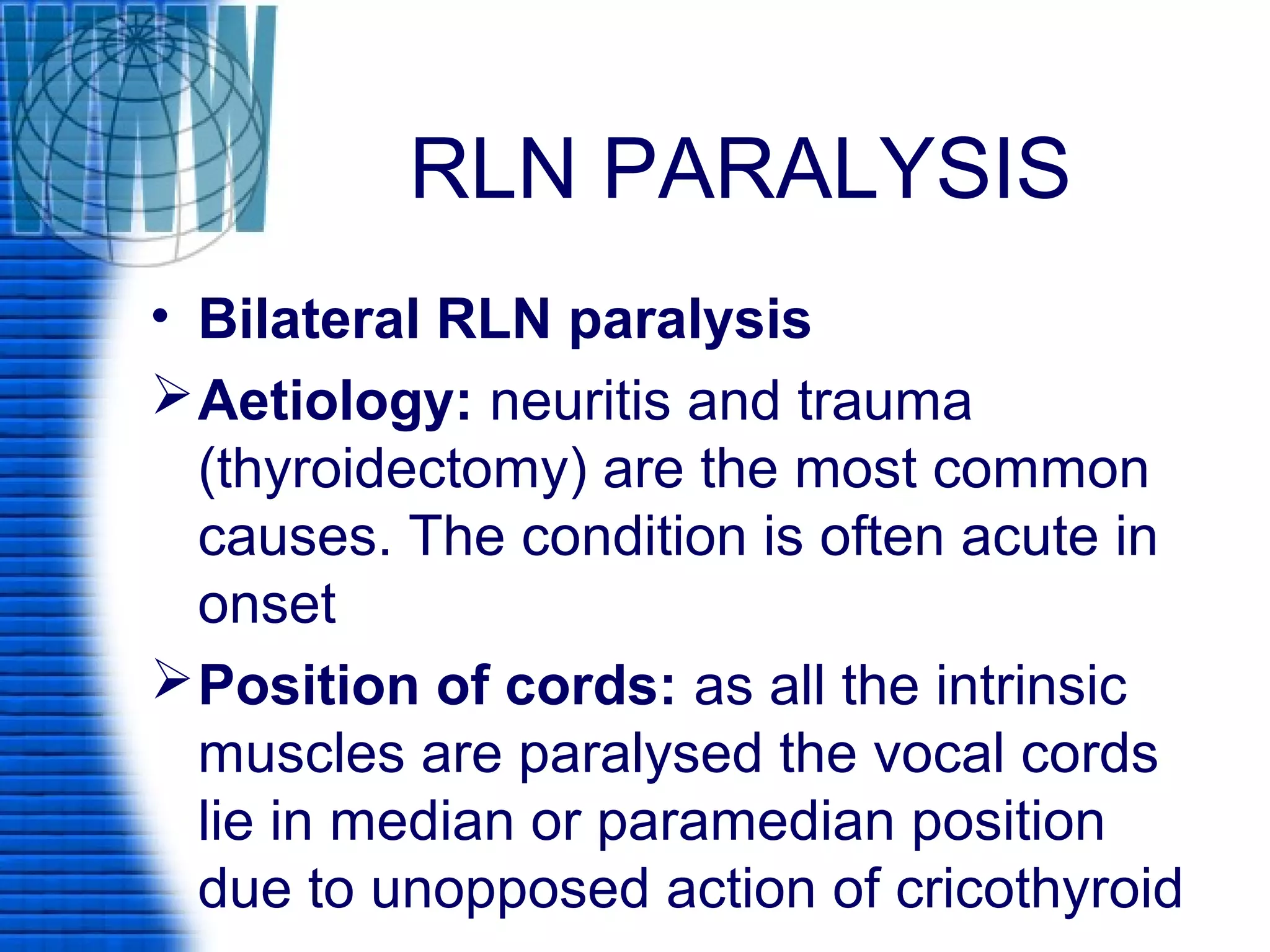 Bilateral Rln Laryngeal paralysis | PPT