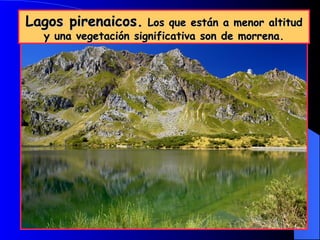 Lagos pirenaicos. Los que están a menor altitud y una vegetación significativa son de morrena.