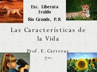 Las Características de la Vida Prof. E. Carreras 7 mo Esc. Liberata Iraldo Río Grande, P.R . 