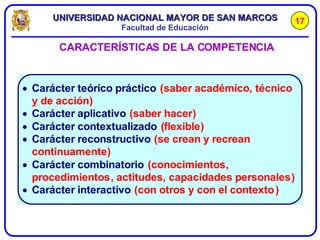 CARACTERÍSTICAS DE LA COMPETENCIA 17 