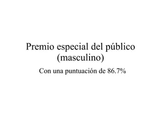 Premio especial del público (masculino) Con una puntuación de 86.7% 