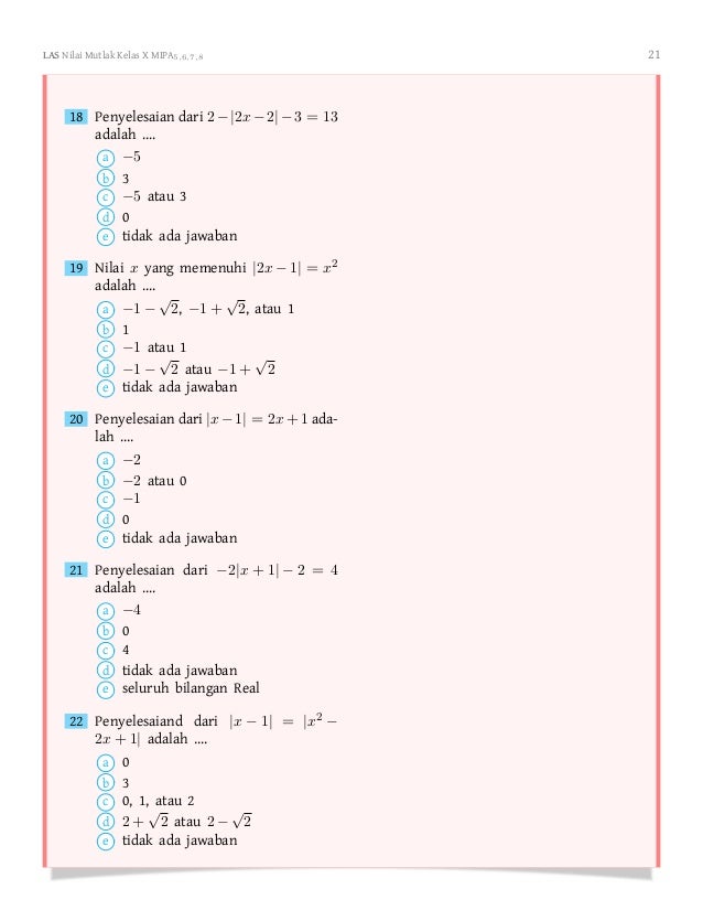 40+ Contoh soal pilihan ganda materi mutlak matematika information