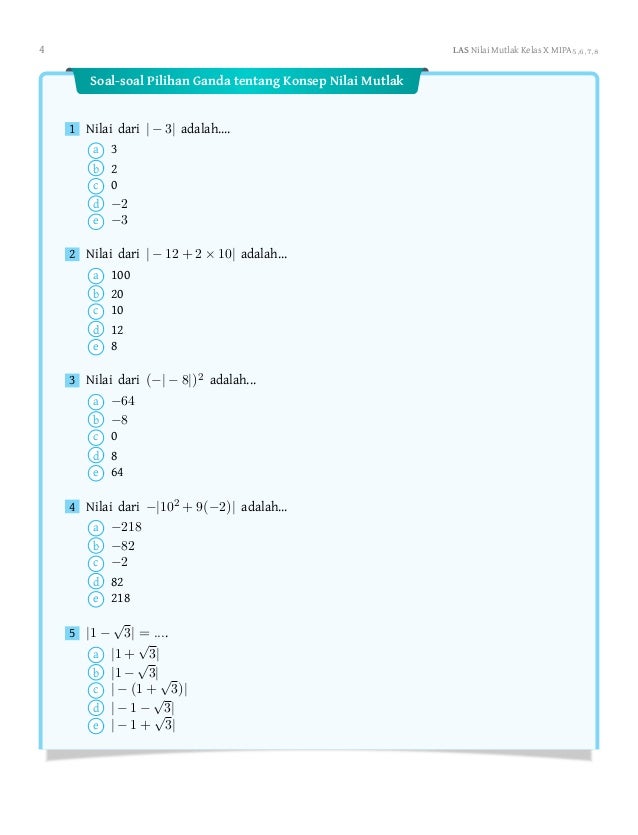 Gambar Soal Masalah Nilai Mutlak Kls 10 Kurikullum 2013