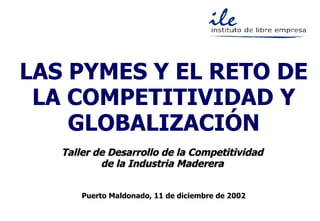 LAS PYMES Y EL RETO DE LA COMPETITIVIDAD Y GLOBALIZACIÓN Taller de Desarrollo de la Competitividad  de la Industria Maderera  Puerto Maldonado, 11 de diciembre de 2002 