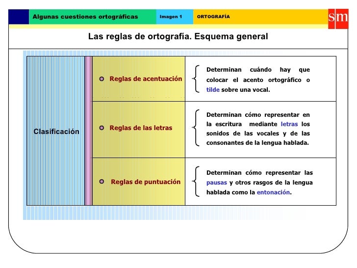Las Reglas De Ortografia. Esquema General