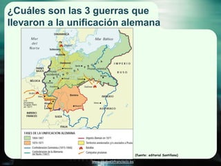 ¿Cuáles son las 3 guerras que
llevaron a la unificación alemana




                                             (fuente: editorial Santillana)

                  www.profesorfrancisco.es
 