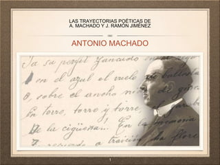 LAS TRAYECTORIAS POÉTICAS DE
A. MACHADO Y J. RAMÓN JIMÉNEZ
ANTONIO MACHADO
1
 