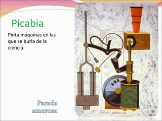 Picabia Pinta máquinas en las que se burla de la ciencia. 