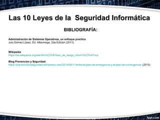 Las 10 leyes de la Seguridad Informatica | PPT