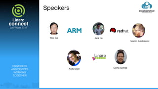 ENGINEERS
AND DEVICES
WORKING
TOGETHER
Speakers
Yibo Cai
Andy Doan
Marcin Juszkiewicz
Jack He
Gema Gomez
 