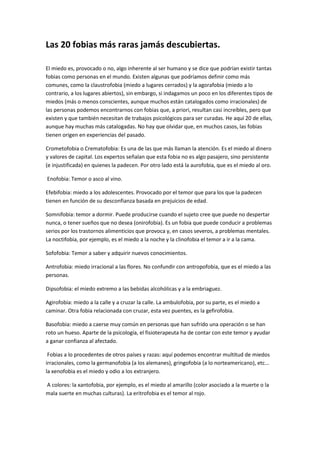 Las 20 fobias más raras jamás descubiertas