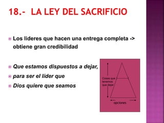  Los lideres que hacen una entrega completa ->
obtiene gran credibilidad
 Que estamos dispuestos a dejar,
 para ser el líder que
 Dios quiere que seamos
opciones
Cosas que
tenemos
que dejar
 