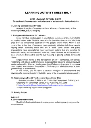 LAS 4-6.pdf Community Engagement, Solidarity and Citizenship | PDF