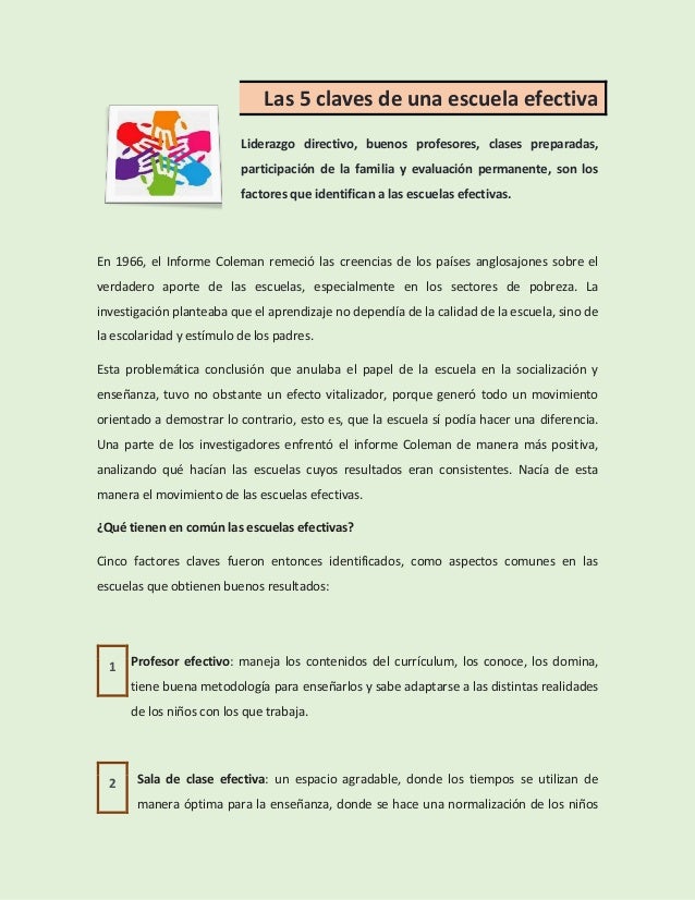 Las 5 claves de una escuela efectiva