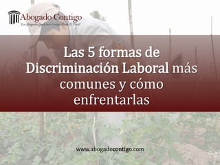 Las 5 formas de
Discriminación Laboral más
comunes y cómo
enfrentarlas
www.abogadocontigo.com
 