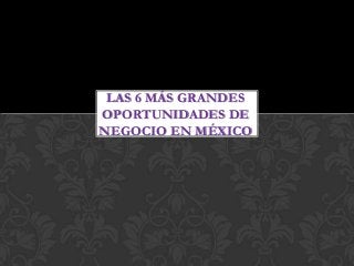 LAS 6 MÁS GRANDES
OPORTUNIDADES DE
NEGOCIO EN MÉXICO

 
