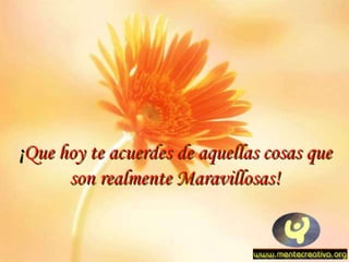 ¡Que hoy te acuerdes de aquellas cosas que
      son realmente Maravillosas!
 