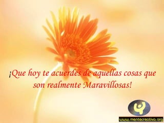 ¡Que hoy te acuerdes de aquellas cosas que
      son realmente Maravillosas!
 