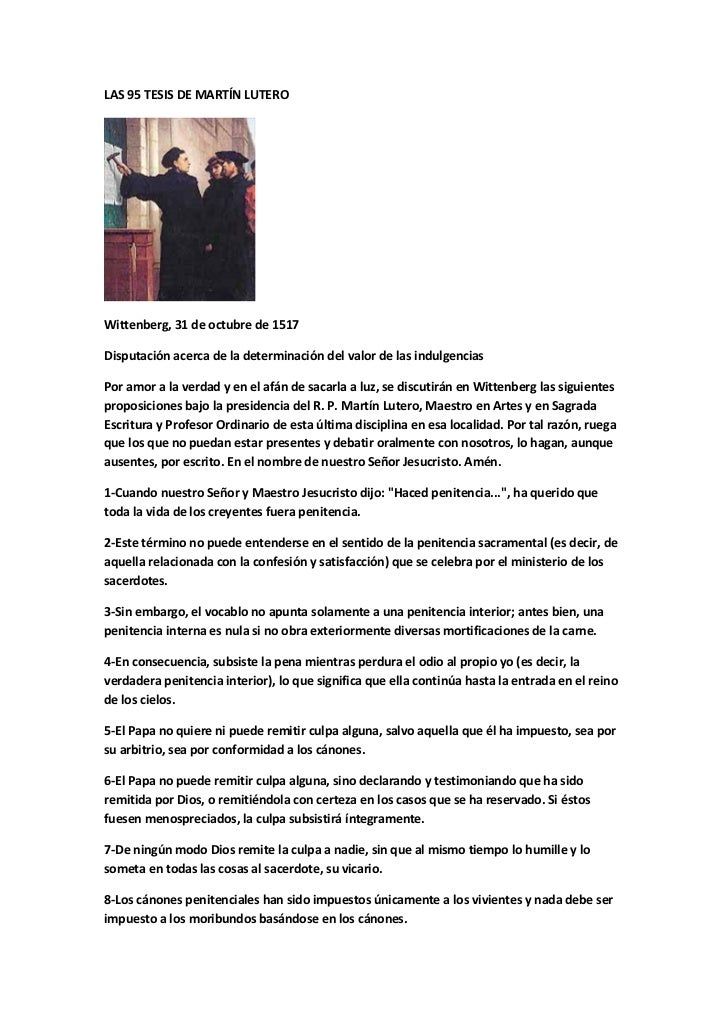 95 Tesis De Martin Lutero Completas