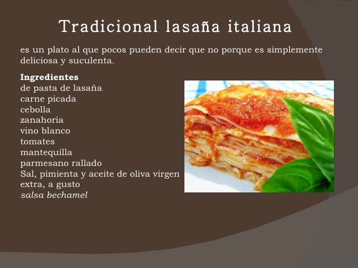 Lasaña Italiana Tradicional Receta