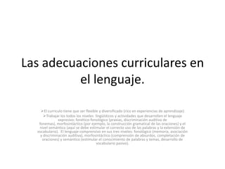 Las adecuaciones curriculares en el lenguaje. ,[object Object]