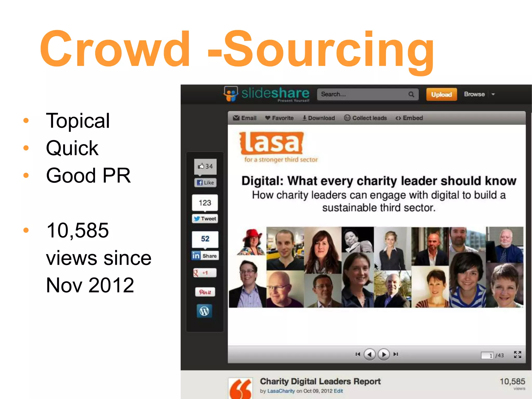 Crowd -Sourcing
• Topical
• Quick
• Good PR

• 10,585
  views since
  Nov 2012
 