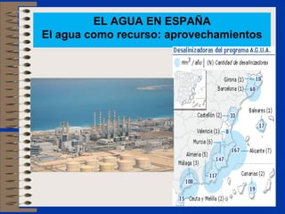 EL AGUA EN ESPAÑA
El agua como recurso: aprovechamientos
 