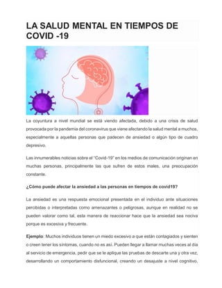La salud mental en tiempos de covid | PDF