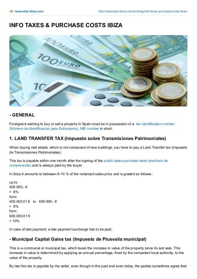 Taxes And Purchase Costs When Buying Property In