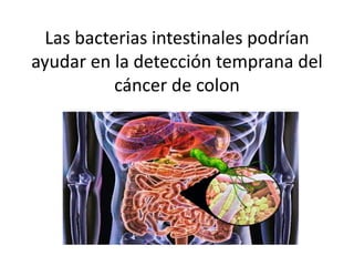 Las bacterias intestinales podrían
ayudar en la detección temprana del
cáncer de colon
 