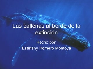 Las ballenas al borde de la
extinción
Hecho por.
Estéfany Romero Montoya
 