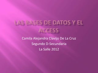 Camila Alejandra Clavijo De La Cruz
      Segundo D-Secundaria
           La Salle 2012
 