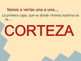 Vamos a verlas una a una...
La primera capa, que es donde vivimos nosotros es
la...

 