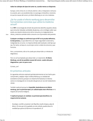 Las causas del cancer. el efecto warburg y el metabolismo tumoral