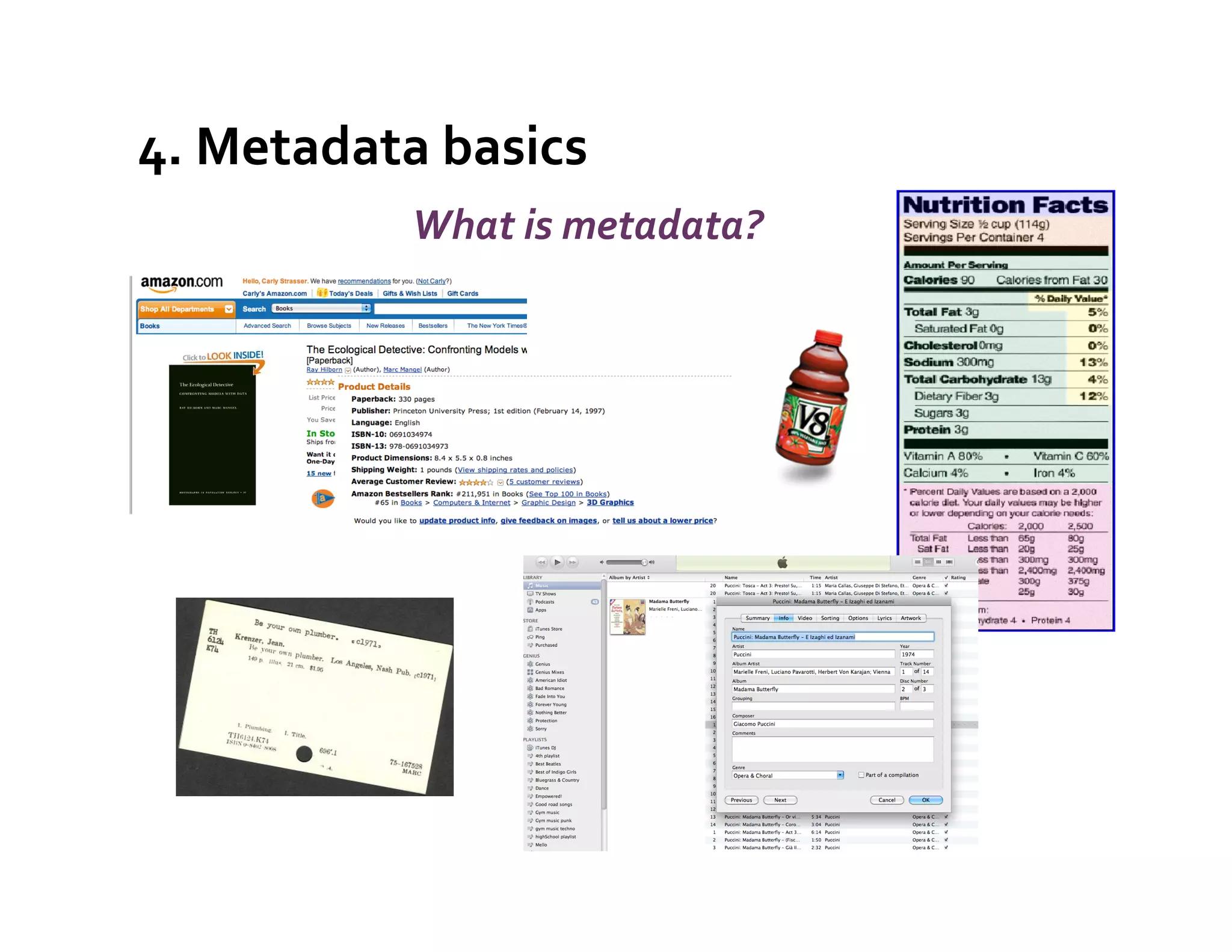 4.	
  Metadata	
  basics	
  
                What	
  is	
  metadata?	
  
 