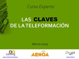 www.sistematutoring.es www.dred.es
LAS CLAVES
DE LATELEFORMACIÓN
Curso Experto
Marzo 2019
 