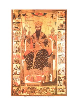 1577 Le roi saint Etienne Uros III détrempe sur bois Décani Serbie
 