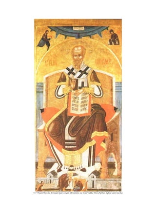 1577 Saint Nicolas Trônant par Longin Détrempe sur bois Velika Hoca Serbie, église saint nicolas
 