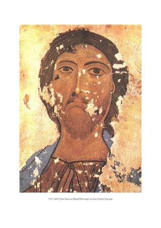 1101 1200 Christ Sauveur Détail Détrempe sur bois Svaneti Georgie
 