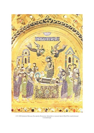 1151 1200 Koiimesis Morceau d'un epistyle d'iconostase démembré et remonté dans la Pala d'Oro email cloisonné
Constantinople
 